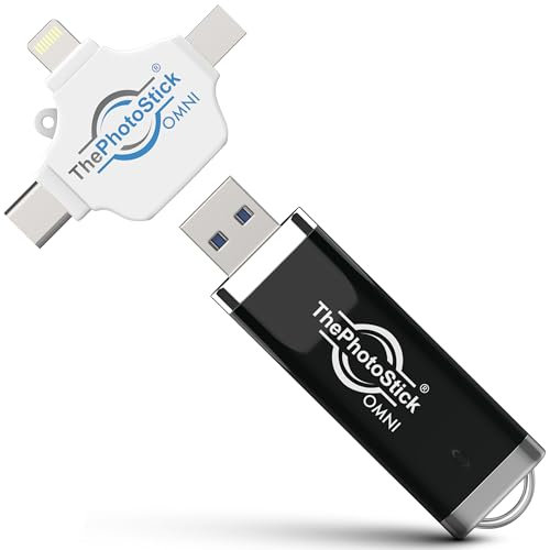 ThePhotoStick® Omni 128GB - Secure Photo & Video Backup and Transfer | Digital File Organization | USB & Multiport Connection for Phones, Tablets and Computers | Portable Memory | External Storage