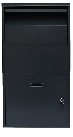 IMLEX Paketbox Paketbriefkasten IM-PB75 Paket Box | Briefkasten mit Paketfach | Wand- und Bodenmontage | Paketgröße bis zu 37x30x18 cm (Anthrazit)