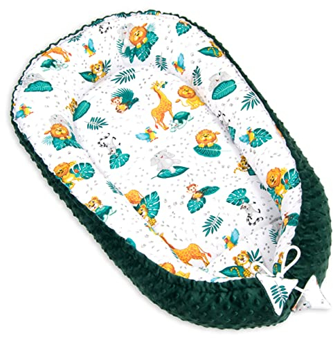 PIMKO Babynest 2seitig Minky Babynestchen für Baby Kuschelnest Babykokon für Säuglinge und Neugeborene Baby Nest für Zuhause 55 x 90 cm