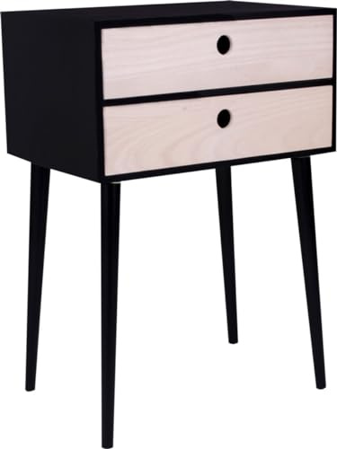 House Nordic Nachtschrank Rimini Schwarz 2 Schubladen Nachttisch Beistelltisch Tisch