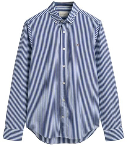 GANT Herren Slim Poplin Stripe Shirt Klassisches Hemd, College Blue, XL EU