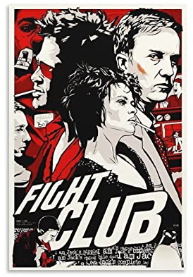 HAPPOW Filmposter Fight Club, klassisches Filmposter, dekoratives Gemälde, Leinwand, Wandkunst, Dekoration für Zuhause, Schlafzimmer, 30 x 45 cm
