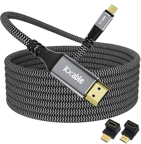 USB-C-auf-HDMI-Kabel, 90 m, 4 K @ 60 Hz HDR-geflochtenes Kabel, USB 3.1 Typ-C auf HDMI 2.0 Adapter für Samsung Galaxy S22, MacBook Pro/Air, iPad Pro, Surface, Dell, HP, mehr,mit 2 HDMI-Adaptern 39 EU