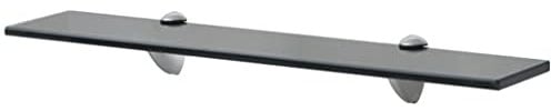 WIFESE Schwebendes Glasregal 60x10x0,8 cm Bad Regal Regal Glas Schwebend für Wohnzimmer Badezimmer Wandregal Glas Ablagen Schwarz Gehärtetes Sicherheitsglas Zink Legierung