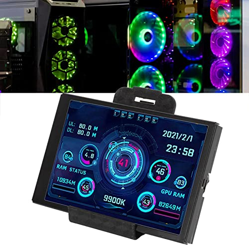 CCYLEZ 3.5in IPS USB Mini Screen, AIDA64 Computer Temp Monitor Portable, Eye Protection, PC CPU Data Monitor 320 X 480 (Black)