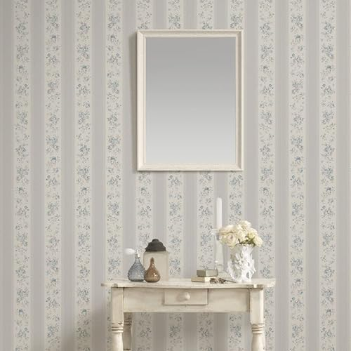A.S. Création Tapete Floral Grau Weiß Blau - A.S. Création Maison Charme 390693 - Vliestapete Pünktchen - 10,05 m x 0,53 m Made in Germany