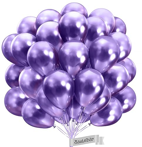 Globos Morados Orgánico Metalizado Brillante • 25 Piezas • Ø38 cm XXL • Hecho en Europa • Globos Ecológicos premium • 100% Látex Natural • Biodegradable • Globos Cumpleaños • Globos Lila