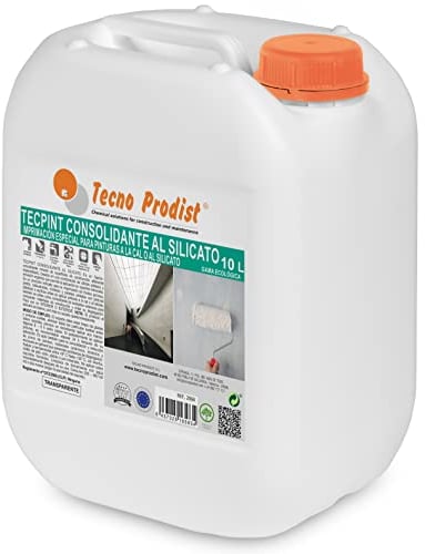 Tecno Prodist TECPINT CONSOLIDANT AL SILICATE (10 Litres) Fixateur pour surfaces de construction, apprêt pour peintures à la chaux ou au silicate, compacte la pierre, la brique, sans désagrégation