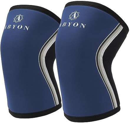 ABYON Kniebandage Kraftsport (1 Paar) für Knie, Neopren Kompressions Kniebandage 7mm für Damen Männer Bodybuilding, Powerlifting, Cross-Training, Gewichtheben, Kniebeugen (Blau, XXL)