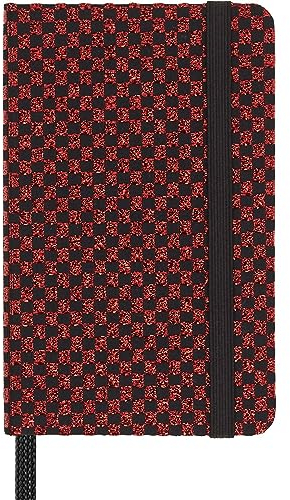 Moleskine Shine Notizbuch, Made in Italy Stoffeinband von Mantero, mit weißen Seiten und elastischem Verschluss, Extra Small Format, Farbe Rot