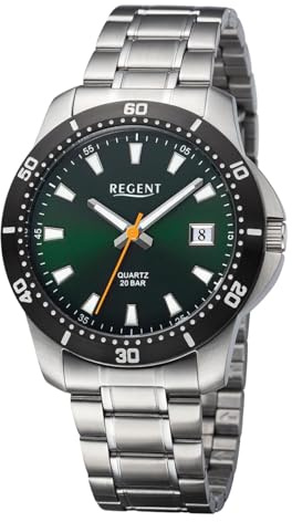 REGENT Herren Armbanduhr Analog Metallarmband Silber URBA754 Analoguhr