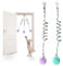 Andiker Cat Spring Toy, Self-Play Stretchable Door Hanging Cat Toy with Bell for Indoor Interactive Cat Toy, Soft Plush Ball with Spring Kitten toy for Cat Kitten Playing (Green+Purple)