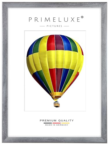 PrimeLuxe Holz Bilderrahmen 70 x 90 cm (Bildmaß) in Grau-gewischt | Farbe und Größe wählbar | Rahmen für Poster | Puzzle | Foto collage | MADE IN GERMANY