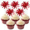 Gyufise 20Pcs Foil Firework Cupcake Toppers Sparkle Tinsel Cake Toppers Tinsel Drink Cake Decoration Cocktail Picks for Birthday Wedding Graduation Party Supplies Red