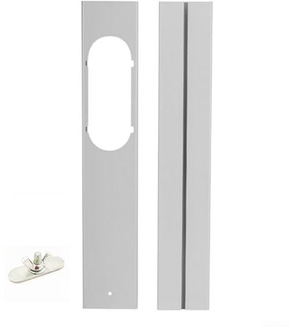 DAZZLEEX Placa de bloque de aire acondicionado portátil libremente estirable y ajustable de 55-160 cm con tornillos para kit de diapositivas de ventana (2 piezas)