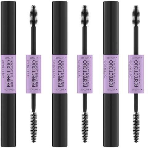 Catrice Perfect Duo XXL Effect Mascara, Nr. 010, Schwarz, langanhaltend, volumengebend, Extremes Volumen, intensiv, vegan, ohne Mikroplastikpartikel, Nanopartikel frei, ohne Parfüm, 3er Pack (3x8ml)