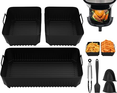 Heißluftfritteuse Zubehör für Cosori Dual Blaze TwinFry XXL 10L, Ninja Af500EU 5.2L, 10.4L, Silikonform für Cosori Heißluftfritteuse, Wiederverwendbares & lebensmittelechtes Airfryer Zubehör