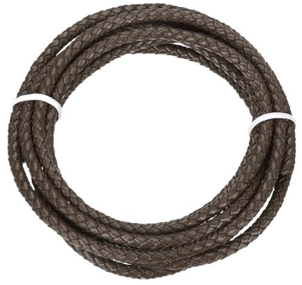 sourcing map Braided Leather Cord, 4mm Round Braided Faux Leather Necklace Cord Bolo Tie String 2 Yard for Jewelry Making Necklace Crafts Beading Braiding 20