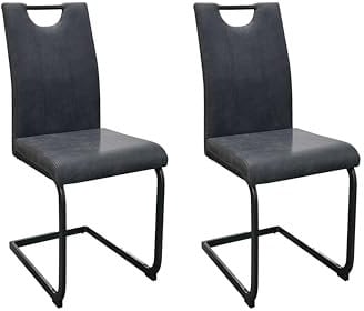 byLIVING Esszimmerstuhl 2er Set Banff/Vintage Mikrofaser anthrazit/Gestell Metall schwarz matt/mit Griff/Schwinger/B 44, H 98, T 58 cm