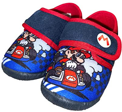 MARIO Hausschuhe Junge von 2 bis 8 Jahre, Gaming Lustige Hauspatschen Pantoffeln mit Klettverschluss ideal fur Kindergarten Kita (Blau, EU Schuhgrößensystem, Kleinkind, Herren, Numerisch, M, 29)