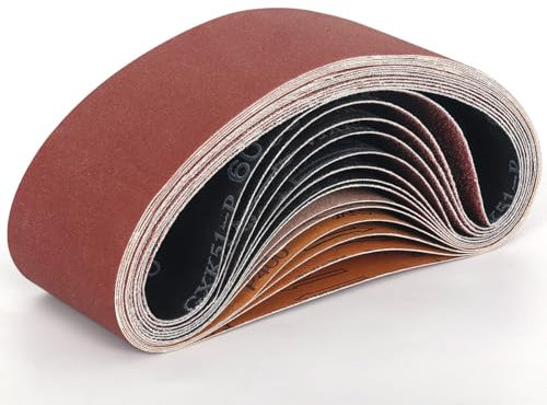 Aucenix Lot de 14 bandes abrasives pour ponceuse 75 x 533 mm avec grains assortis (60/80/120/180/240/400/600) - Bandes abrasives pour bois, peinture, ponçage du métal (14 pièces, 75 x 533 mm)