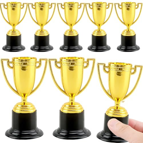 Cotiny 8 Pcs 6 Inch Mini Trophies Plastic Gold Trophy Cups Small Trophies Bulk for Kids Sports Tournament Participation Rewards Competitions Party Favors