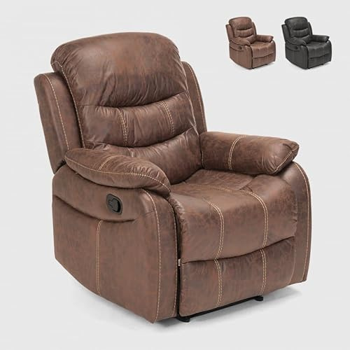Produce Shop Fauteuil Relax inclinable Manuel avec Repose-Pieds en Similicuir Panama - Marron