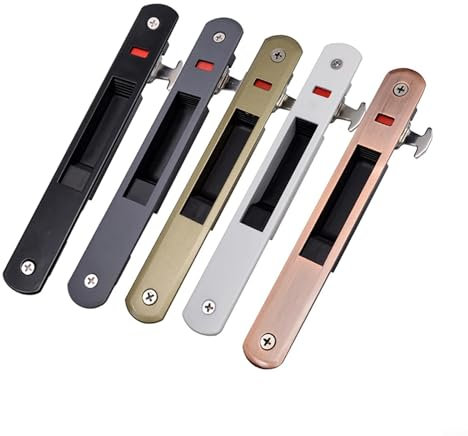 CWOQOCW Cerradura de gancho de un solo lado de aleación de zinc para puerta corredera de balcón de cristal, perno de bloqueo de 90 grados, 5 colores disponibles, 198 x 28 mm, con tornillos (negro)