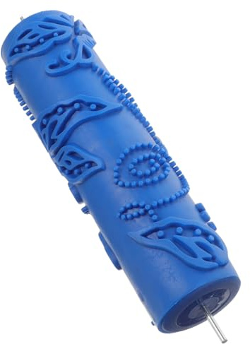 Wanddekor Farbroller 7 Zoll Gummi mit Muster zum Prägen und Drucken | Wanddekoration und Büro, Blaue Ausführung, für Vorhänge und Wandflächen