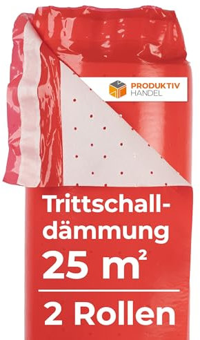 Trittschalldämmung Thermo Comfort 2 mm | 2 Rollen PE-Schaum 25 m² Unterlage für Laminat & Parkett | Ideal für Fußbodenheizung | Geräusch- & Wärmedämmend | Produktiv Handel