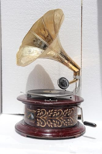 Gramophone Réplique originale de phonographe vintage 78 tr/min 1 enregistrement 10 aiguilles Marron Tons de terre Décoration d'intérieur Cadeau musical