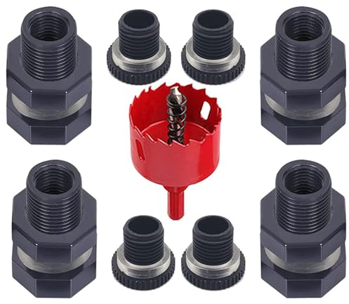 Sink to Hose Adapter, Barrel Spigot, PVC Bulkhead Fitting with Plugs, Leakproof Accessory for Multifunctional Use in Aquariums, Ponds, Bathtubs, Tanks and Rain Barrels, 1/2inch