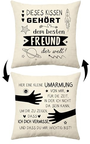 Aconesong Dieses Kissen Gehört dem Besten Freund der Welt Lustige Kissenbezüge für Freunde Freundschaft Weihnachts Geburtstagsgeschenk (Freund)