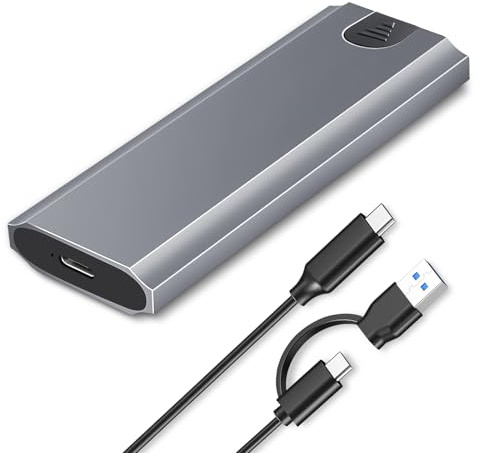 SJACXANM Boîtier SSD Disque Dur Externe M.2, USB-C 3.2 Gen 2, 10 gbit/S Compatible avec Le Protocole Uasp, Ssd 4 to (Clé M/Clé M+b) Câble De Connexion Inclus (Interface Sata Non Prise en Charge)