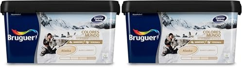 Bruguer Colores del Mundo Pintura para paredes monocapa Alaska Blanco Luminoso Mate 4 L (Paquete de 2)