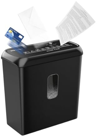 VACLANY 6 Sheet Cross Cut Paper Shredder, 4×35mm High Security | 11L bin with transparent viewing window. Shreds credit cards, staples and clips, space-saving design for home & small office.