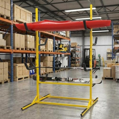 Kajakständer Freistehend für 3 Boote, 200cm Drehbares Kajakregal Outdoor & Garage, 240kg Traglast, Kajak Halterung aus Stahl für SUP, Kanu, Paddleboard, Wetterfest & Robust
