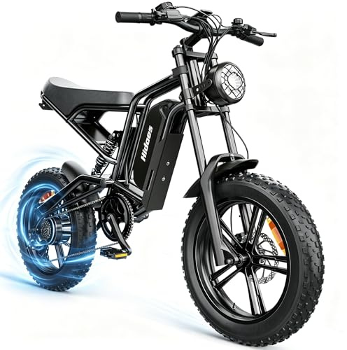 Fat Tyre Electric Bike, 48V 15.6Ah, 20 E-Bike for Adults Men 7-Speed Ebike | Long Range Pedal Assist Mountain e Bike with Throttle Assisted Speed Dual Suspension & Hydraulic Disc Brakes LCD Display