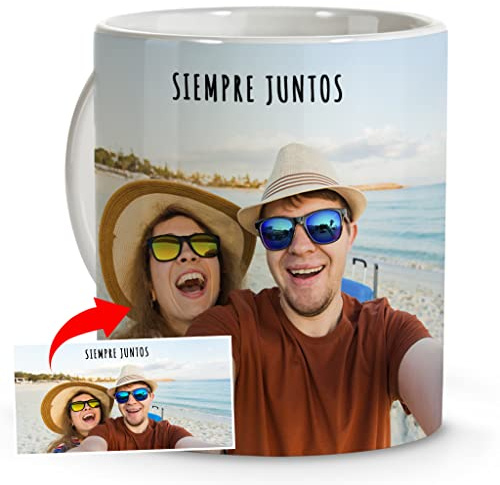 Pack 2 Tazas Personalizadas con Foto y Texto. Tazas Desayuno Personalizadas. Regalos Originales Personalizados con Foto. Regalos para Tu Novio. Taza Personalizable Pack Regalo Mujer Personalizado.