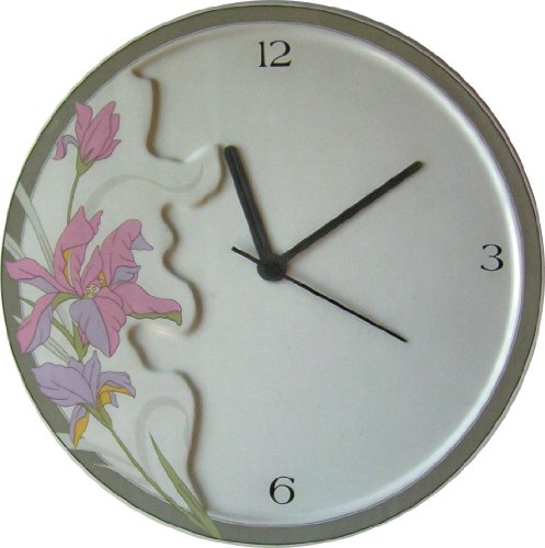 Wohnraumuhr Quarzuhr Orchideen große runde Reliefuhr