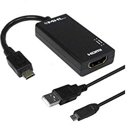 aiino - Micro-USB MHL-Adapterkabel A HDMI, mit Film, Video, Bild, Smartphone-Spiele, Tablet-PC auf Monitor und Fernseher in HD, mit Micro-USB MHL-Anschluss - Schwarz
