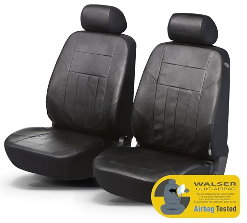 Walser Auto-Sitzbezug: 2 Vordersitzbezüge Soft Nappa, Schonbezüge für Normalsitze, Sitzschoner Schwarz