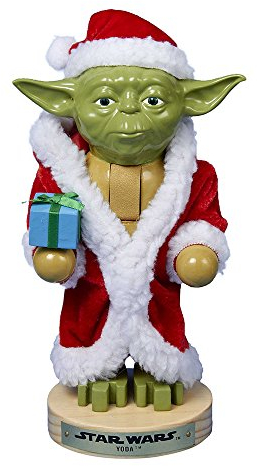Kurt Adler Yoda in Santa Robe Nutcracker, 9-Inch, Red-Green