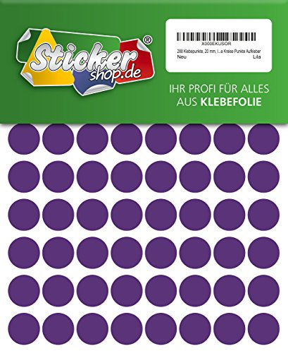 288 Klebepunkte, 20 mm, lila, aus PVC Folie, wetterfest, Markierungspunkte Kreise Punkte Aufkleber