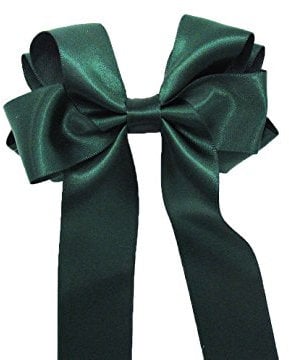 Girls Handmade Satin Ribbon Boutique Ponytail Hair Bow Clips Barrette (Dark Green)
