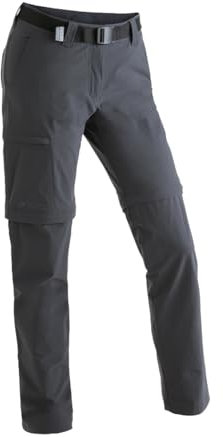 Maier Sports Inara Slim Zip, Damen Wanderhose, Wasserabweisende Hose für Trekking und Hiking, Enganliegender Schnitt, Zipp-off-Funktion, PFC-frei, mSTRETCH pro 4 & Dryprotec, Grau, 72 (W28/L33)