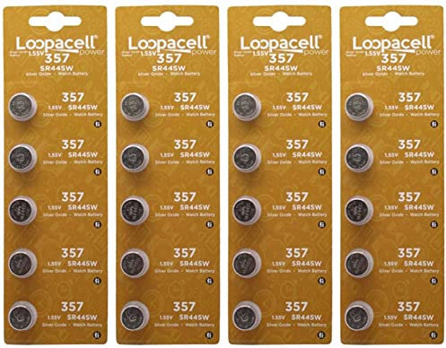 20 Loopacell 357 SR44 Silver Oxide Watch Electronic Battery