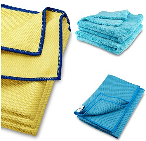 ELEXACLEAN Mikrofaser Autotücher Set - Fenstertuch Trockentuch Poliertuch (7-teilig, 60x40cm & 40x40cm) - streifenfrei fusselfrei für innen und außen