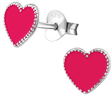 Monkimau Mädchen Ohrringe Herz Ohrstecker aus 925 Sterling Silver Silber