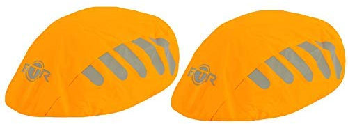 BTR Copri-Casco Impermeabile per Bicicletta/Bici da Corsa, Taglia Universale Alta visibilità. Arancia x 2